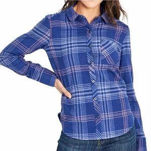 Orvis Women’s Navy Logan Plaid Lightweight Flannel Shirt